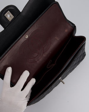 Chanel Black Jumbo Classic Double Flap Bag in Caviar Leather with Silver Hardware