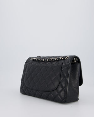 Chanel Black Jumbo Classic Double Flap Bag in Caviar Leather with Silver Hardware