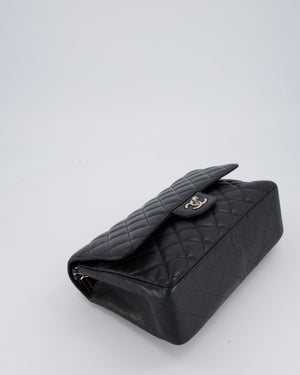 Chanel Black Jumbo Classic Double Flap Bag in Caviar Leather with Silver Hardware