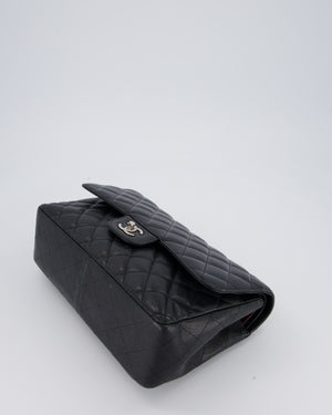 Chanel Black Jumbo Classic Double Flap Bag in Caviar Leather with Silver Hardware