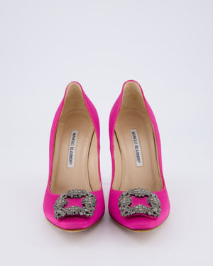 Manolo Blahnik Fuchsia Satin Hangisi Heels Size EU 37.5