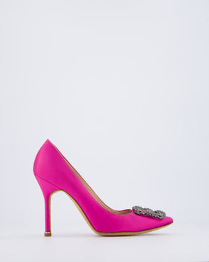 Manolo Blahnik Fuchsia Satin Hangisi Heels Size EU 37.5