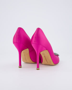 Manolo Blahnik Fuchsia Satin Hangisi Heels Size EU 37.5