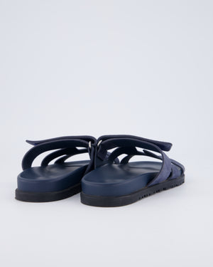 Hermès Chypre Sandal in Bleu Nuit Suede Goatskin Size 38