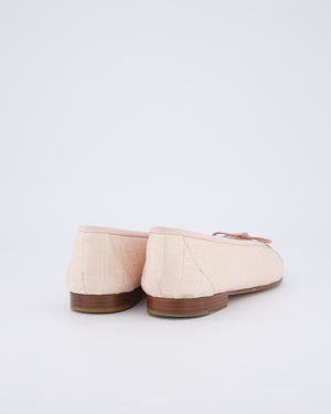 Chanel Pastel Pink Croc Ballet Pumps with CC Detail Size EU 37.5