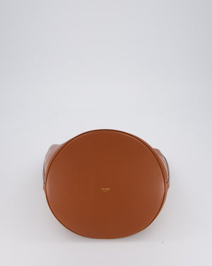 Celine Brown Medium Camille Bucket Bag in Calfskin Leather with Gold Hardware
