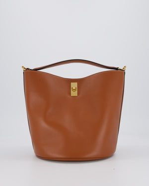 Celine Brown Medium Camille Bucket Bag in Calfskin Leather with Gold Hardware