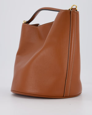 Celine Brown Medium Camille Bucket Bag in Calfskin Leather with Gold Hardware