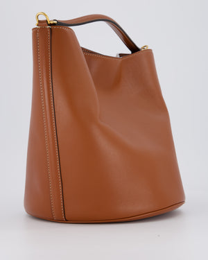 Celine Brown Medium Camille Bucket Bag in Calfskin Leather with Gold Hardware