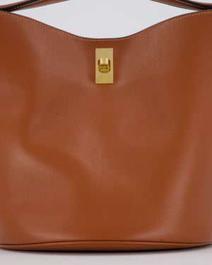 Celine Brown Medium Camille Bucket Bag in Calfskin Leather with Gold Hardware