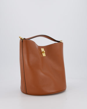 Celine Brown Medium Camille Bucket Bag in Calfskin Leather with Gold Hardware