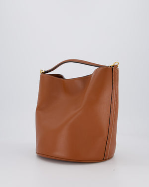 Celine Brown Medium Camille Bucket Bag in Calfskin Leather with Gold Hardware