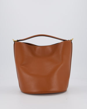 Celine Brown Medium Camille Bucket Bag in Calfskin Leather with Gold Hardware