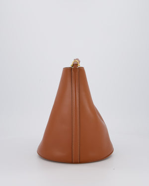 Celine Brown Medium Camille Bucket Bag in Calfskin Leather with Gold Hardware