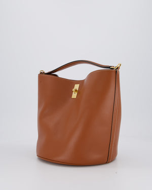 Celine Brown Medium Camille Bucket Bag in Calfskin Leather with Gold Hardware