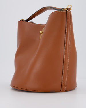Celine Brown Medium Camille Bucket Bag in Calfskin Leather with Gold Hardware