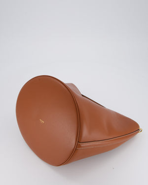 Celine Brown Medium Camille Bucket Bag in Calfskin Leather with Gold Hardware