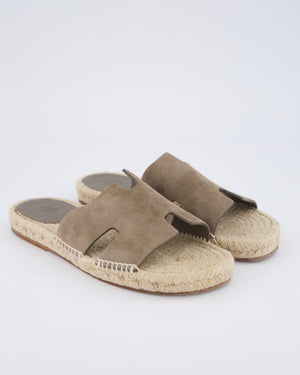 Hermès Antiqua Espadrilles in Etoupe Suede Goatskin Size EU 40