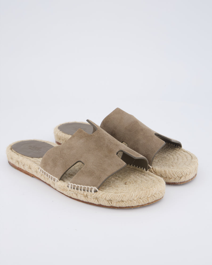 Hermès Antiqua Espadrilles in Etoupe Suede Goatskin Size EU 40