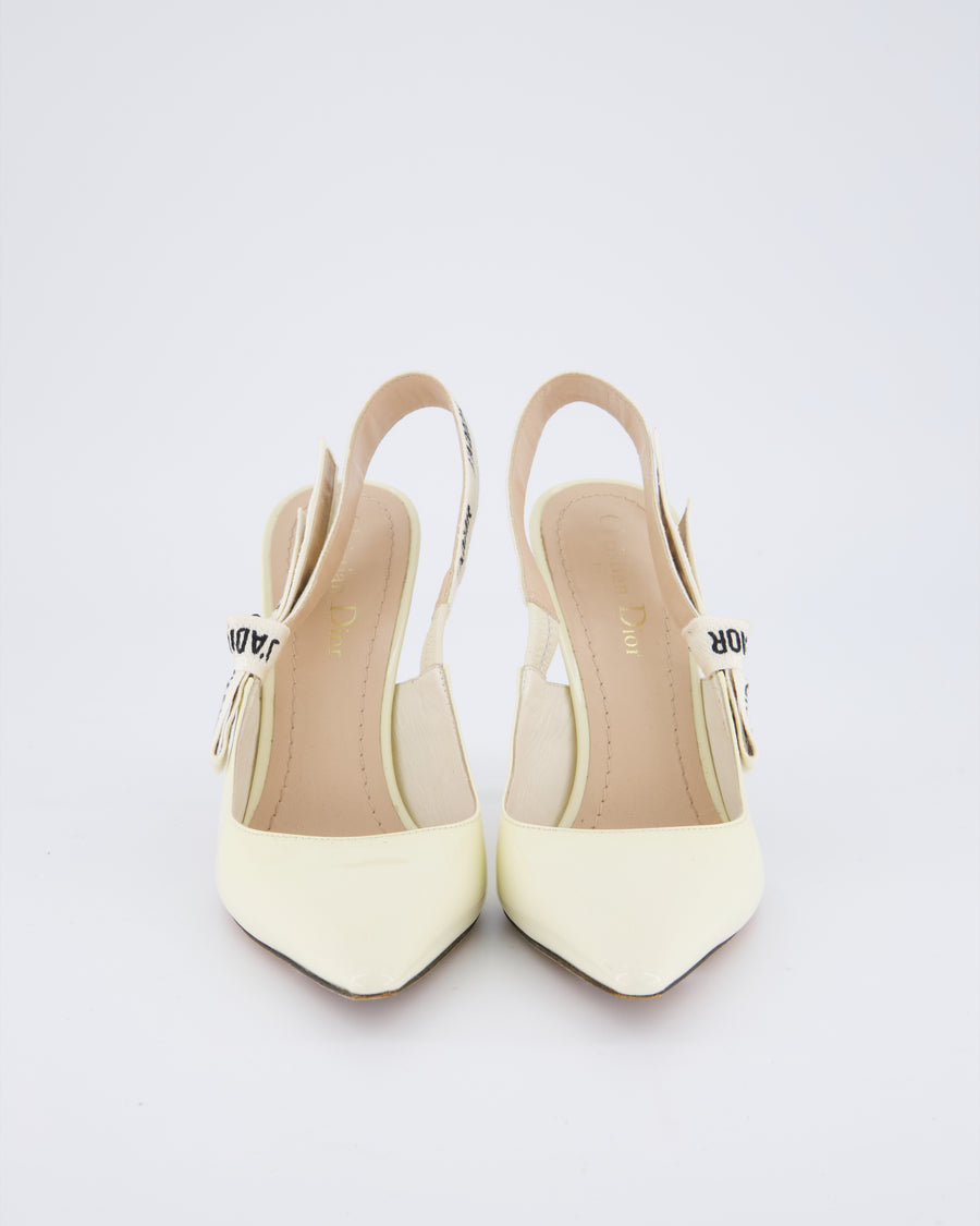 Christian Dior Patent Ivory J'Adore Slingback Heels Size EU 37.5