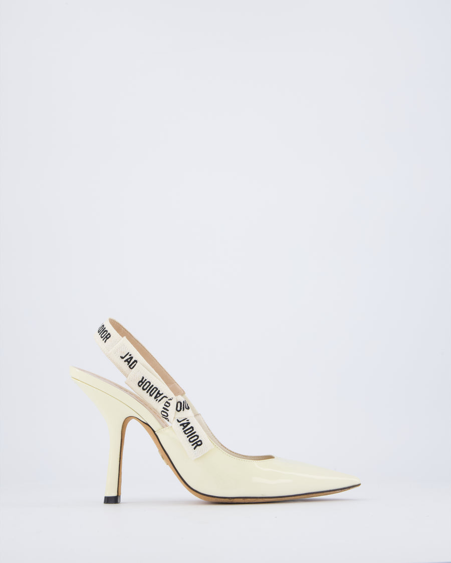 Christian Dior Patent Ivory J'Adore Slingback Heels Size EU 37.5