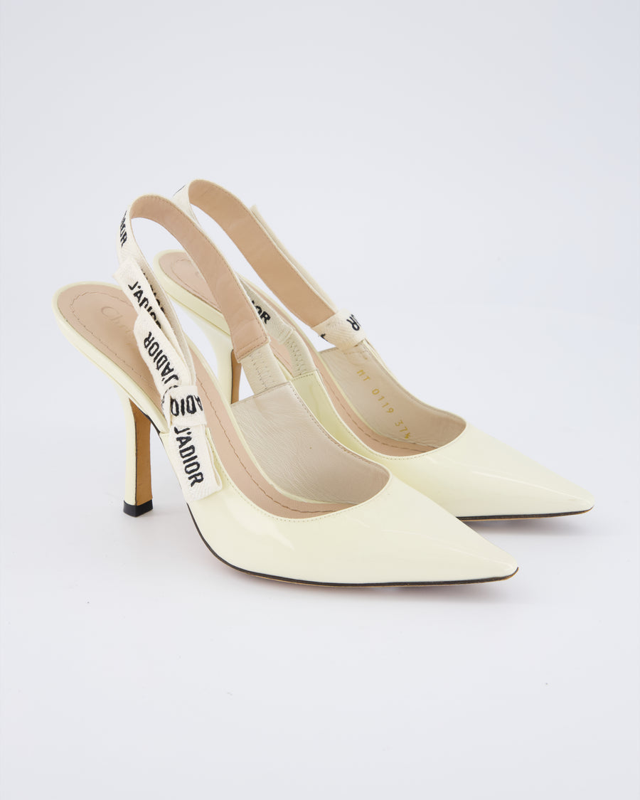 Christian Dior Patent Ivory J'Adore Slingback Heels Size EU 37.5