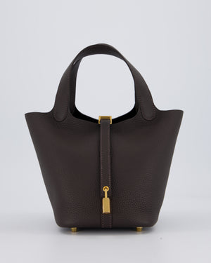 *RARE* Hermès Picotin Lock 18 Bag in Bai Brun Taurillon Clemence with Gold Hardware