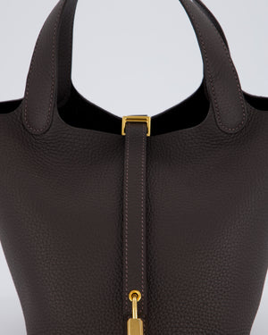 *RARE* Hermès Picotin Lock 18 Bag in Bai Brun Taurillon Clemence with Gold Hardware