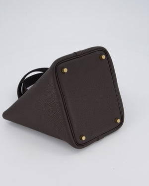 *RARE* Hermès Picotin Lock 18 Bag in Bai Brun Taurillon Clemence with Gold Hardware