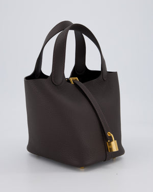 *RARE* Hermès Picotin Lock 18 Bag in Bai Brun Taurillon Clemence with Gold Hardware