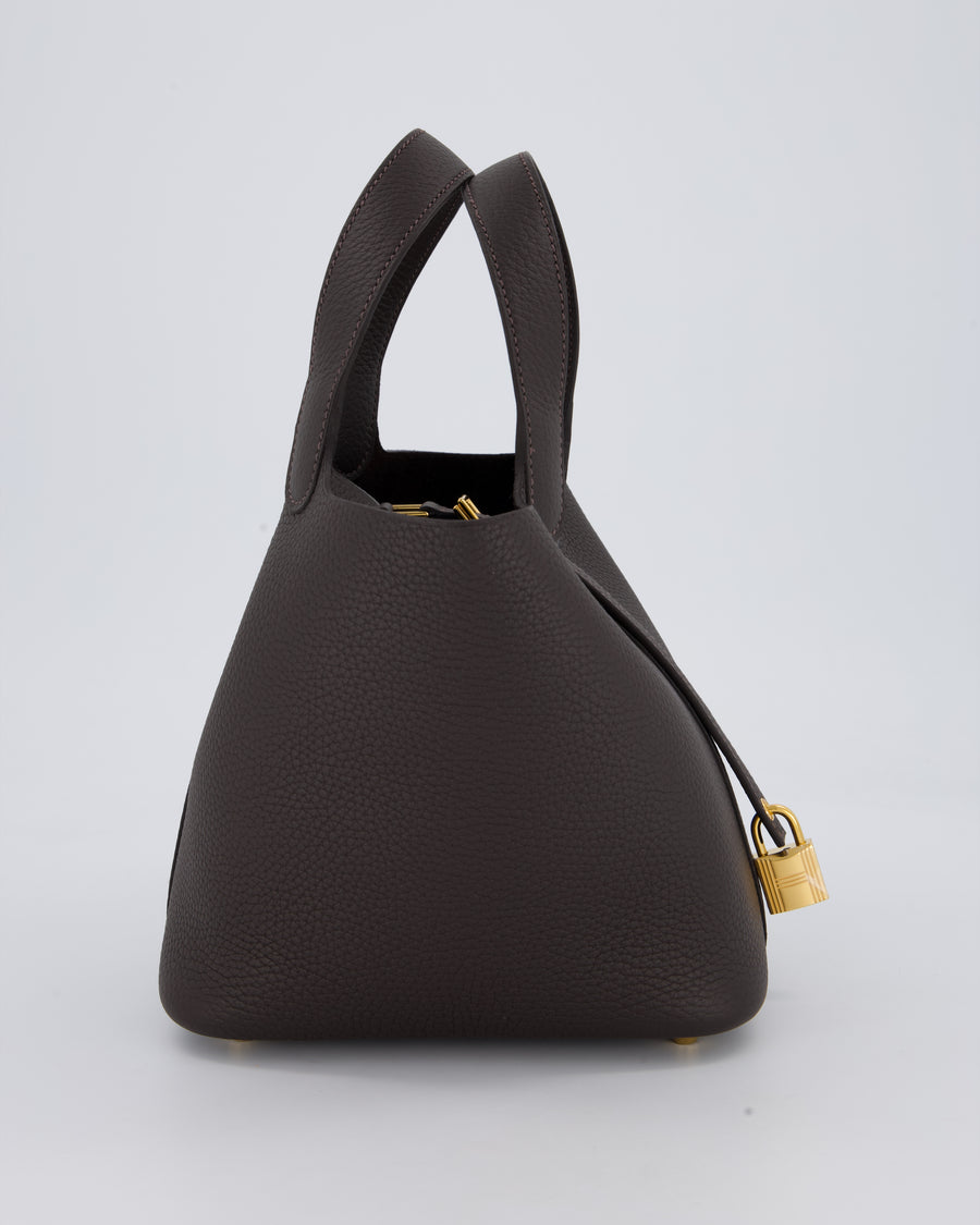 *RARE* Hermès Picotin Lock 18 Bag in Bai Brun Taurillon Clemence with Gold Hardware