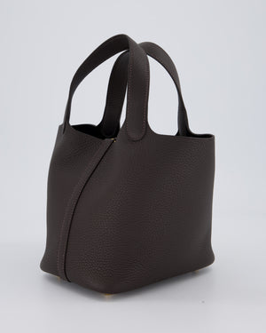 *RARE* Hermès Picotin Lock 18 Bag in Bai Brun Taurillon Clemence with Gold Hardware