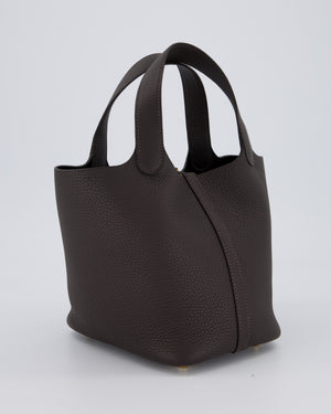 *RARE* Hermès Picotin Lock 18 Bag in Bai Brun Taurillon Clemence with Gold Hardware
