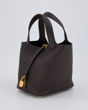 *RARE* Hermès Picotin Lock 18 Bag in Bai Brun Taurillon Clemence with Gold Hardware