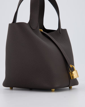 *RARE* Hermès Picotin Lock 18 Bag in Bai Brun Taurillon Clemence with Gold Hardware