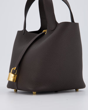 *RARE* Hermès Picotin Lock 18 Bag in Bai Brun Taurillon Clemence with Gold Hardware