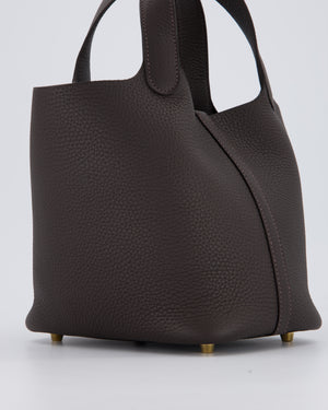 *RARE* Hermès Picotin Lock 18 Bag in Bai Brun Taurillon Clemence with Gold Hardware