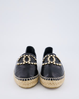 Chanel Patent Leather Espadrilles with Diamante Embellished CC Logo Size EU 38