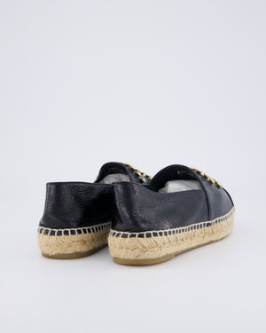 Chanel Patent Leather Espadrilles with Diamante Embellished CC Logo Size EU 38