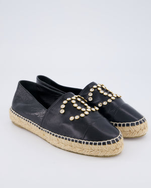 Chanel Patent Leather Espadrilles with Diamante Embellished CC Logo Size EU 38