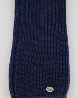 Chanel Navy Blue Cashmere Leg Warmers with CC Logo Plaque