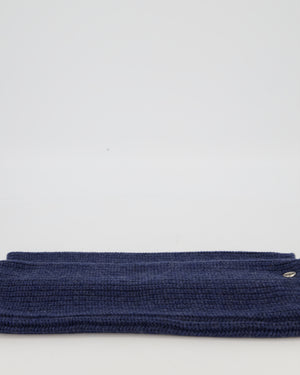 Chanel Navy Blue Cashmere Leg Warmers with CC Logo Plaque
