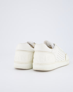Chanel White CC Leather Sneakers with Logo Detail Size EU 37