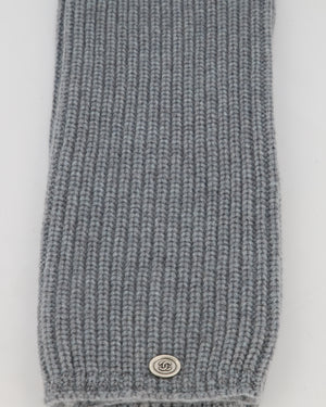 Chanel Grey Cashmere Leg Warmers with CC Logo Plaque