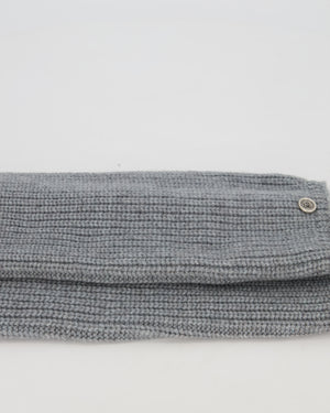 Chanel Grey Cashmere Leg Warmers with CC Logo Plaque