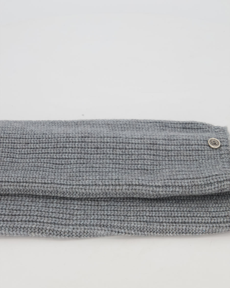 Chanel Grey Cashmere Leg Warmers with CC Logo Plaque
