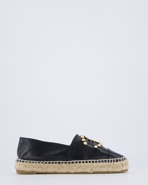 Chanel Patent Leather Espadrilles with Diamante Embellished CC Logo Size EU 36