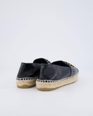 Chanel Patent Leather Espadrilles with Diamante Embellished CC Logo Size EU 36