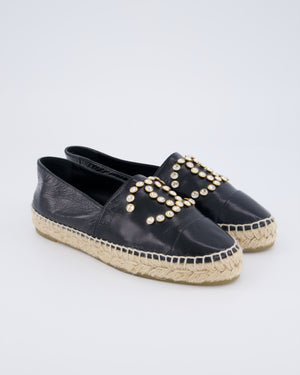 Chanel Patent Leather Espadrilles with Diamante Embellished CC Logo Size EU 36
