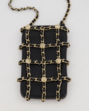 Chanel Tech Me Out Medallion Clutch with Chain in Black Lambskin Leather with Gold Hardware